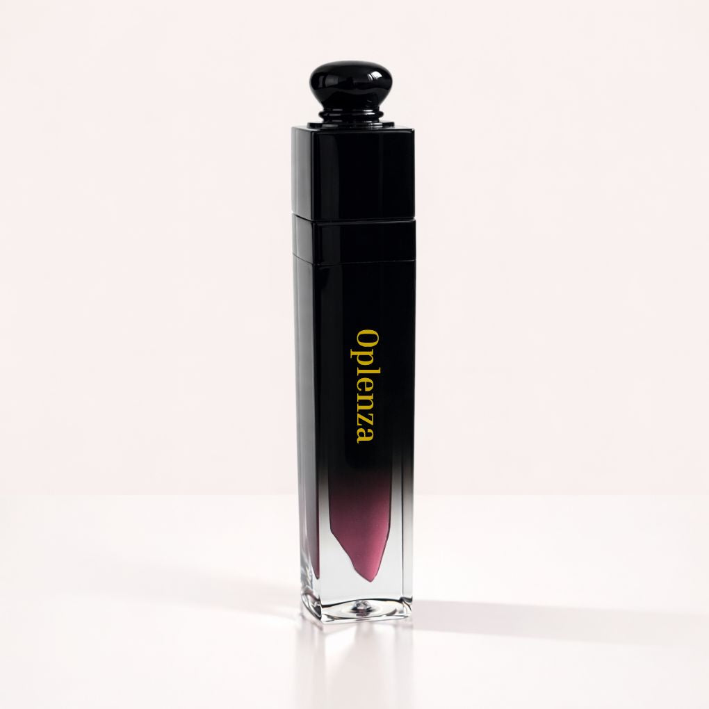 Oplenza Signature Longwear Matte Lipstick in 09 Violette, purple matte liquid lipstick in a black and clear tube. 