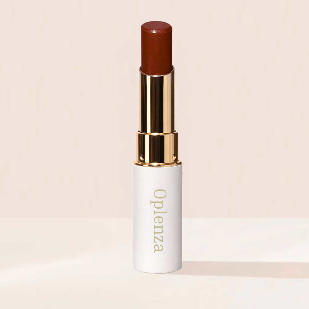 Oplenza Icon Glitter Lipstick in shade 11 Bronze Spark, the best bronze glitter lipstick, hydrating with lip loving ingredients.
