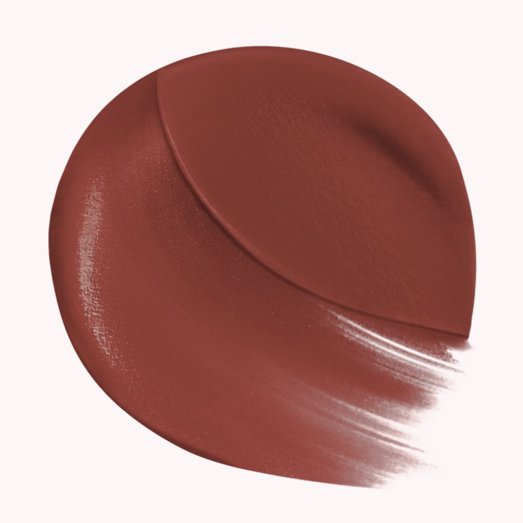 Swatch of Oplenza Opulent Longwear Matte liquid lipstick in shade 11 Marron - Highly pigmented, waterproof vegan liquid matte with smooth velvety finish