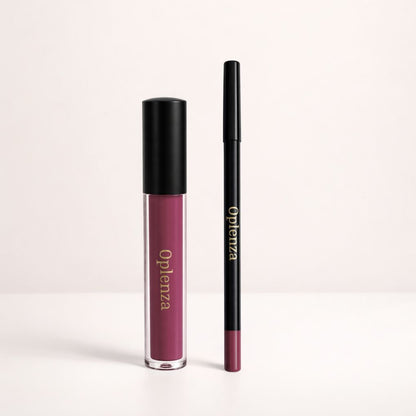 Oplenza Opulent Matte Lip Kit: the best duo of liquid lipstick and lip liner—smudge-proof, long-lasting, highly pigmented, with no flaking or heavy feel—Shade 12 Plum