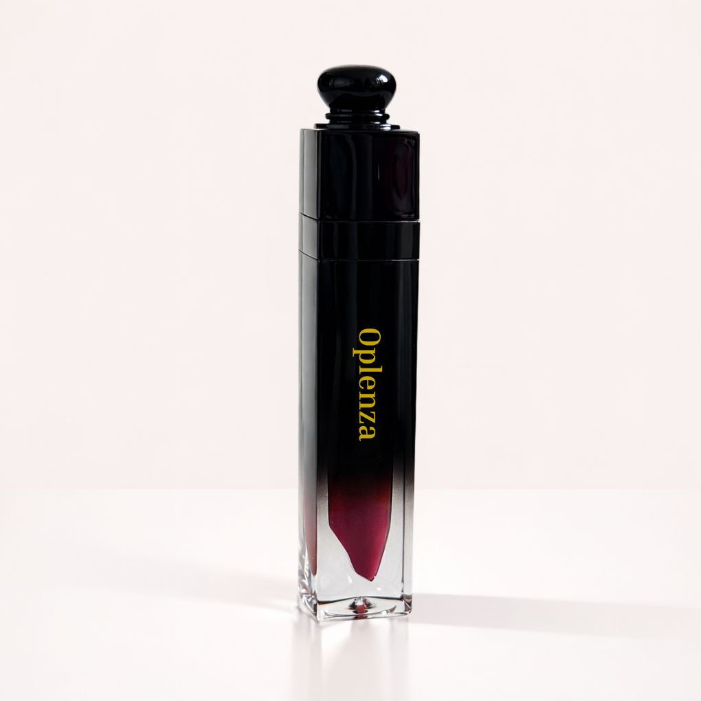Oplenza Signature Ultra Shine Lip Gloss in 12 Roselle, showing the tube on a neutral background, best high shine shimmer lip gloss