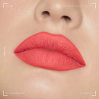 A close-up of a woman's lips showcasing the best liquid matte lipstick kit—ultra-pigmented, smudge-proof, and long-lasting—in shade 16 Jacinth
