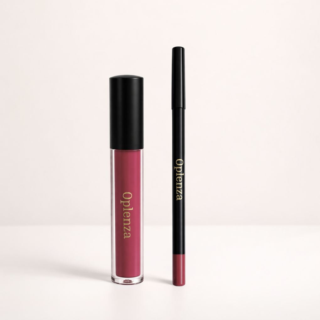 Oplenza Opulent Matte Lip Kit: the best duo of liquid lipstick and lip liner—smudge-proof, long-lasting, highly pigmented, with no flaking or heavy feel—Shade 18 Cherry Beauty