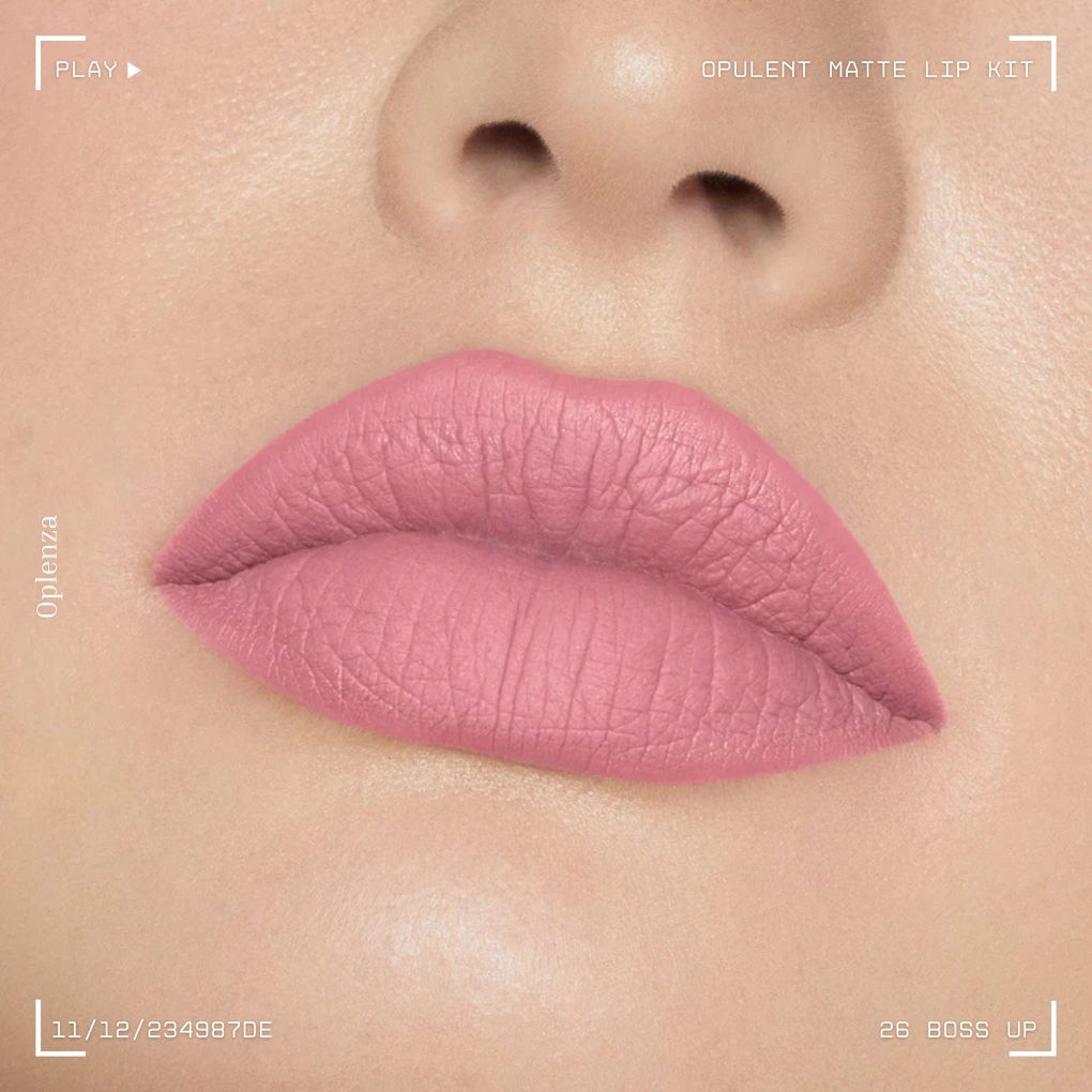 A close-up of a woman's lips showcasing the best liquid matte lipstick kit—ultra-pigmented, smudge-proof, and long-lasting—in shade 26 Boss up