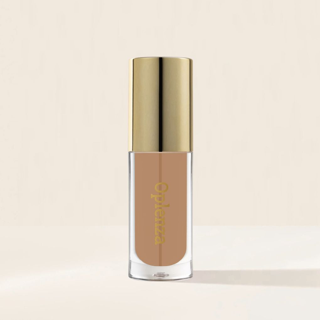 Oplenza Opulent Lustre Gloss - Almond, dewy glow, trend-forward shade, smudge-proof lip gloss for a flawless, radiant beauty look.
