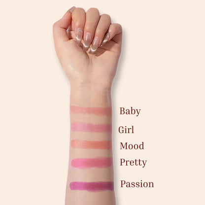 Oplenza Luminous Pressed Powder Blush swatches on Hand -'Baby', 'Girl', 'Mood', 'Pretty', 'Passion' 