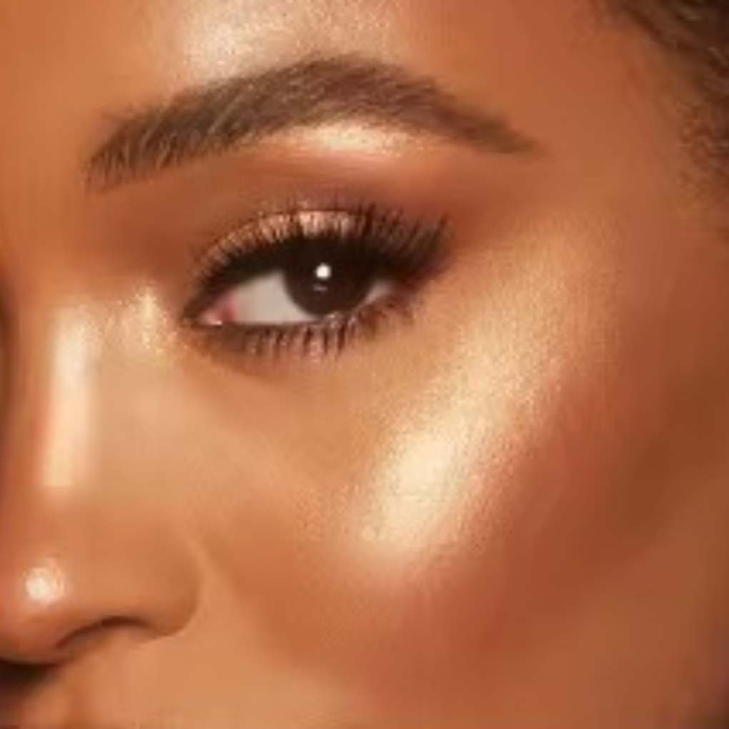 Woman wearing and showcasing the effect of oplenza opulent Light Luminizer in color Bravura