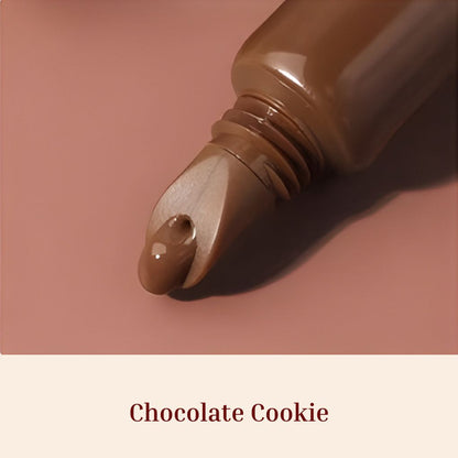 Oplenza Obsession Glass Lip Gloss applicator close-up, shade Chocolate Cookie