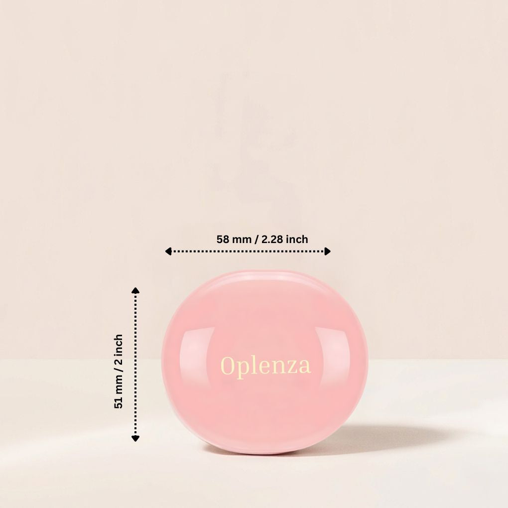 Dimensions of Oplenza Luminous Pressed Powder Blush-Silky buildable luminous blush by Oplenza 
Shades: Baby, Girl, Mood, Pretty, Passion.