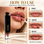 How to apply Oplenza Signature Ultra Shine Lip Gloss evenly to the lips using light, short strokes.
Shades: 
01 Opaline  
02 Ballerina  
03 Elegance  
04 Sorbet  
05 Cashmere  
06 Noisette  
07 Latte  
08 Caramel  
09 Praline  
10 Cinnamon  
11 Suede  
12 Roselle  
13 Royale  
Luscious Red  
Dark S