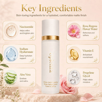 Oplenza Infinite Hold Hydrating Matte Setting Spray - Hydrating matte setting spray with hyaluronic acid and niacinamide