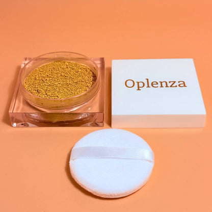 Oplenza Natural Veil Setting Powder, opened- Kunafa, lightweight feel, glamorous finish, flawless complexion setting powder for a flawless, radiant beauty look.
