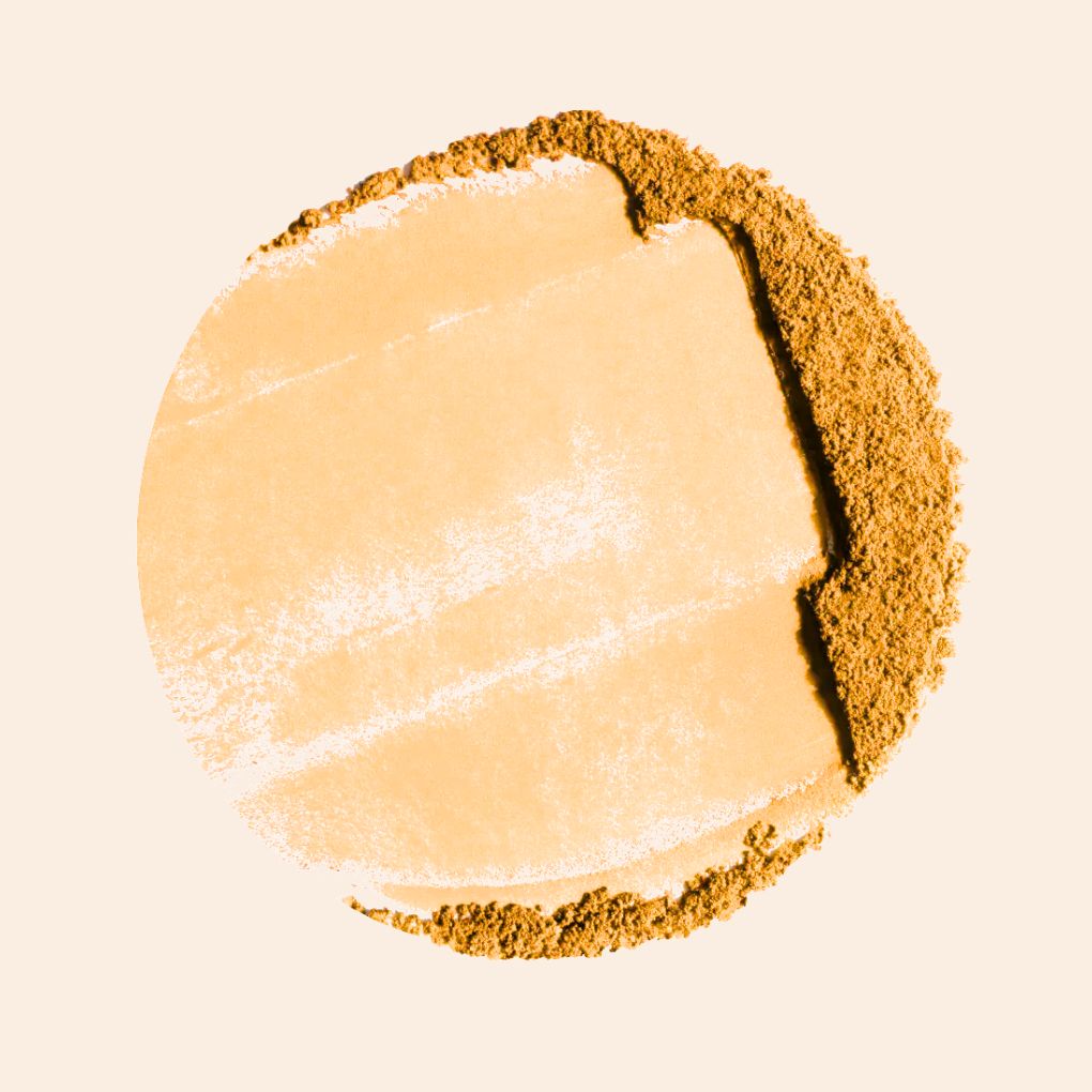 Oplenza Natural Veil Setting Powder swatch - Kunafa, highly pigmented, smudge-proof, hydrating setting powder for a radiant, long-lasting makeup look
