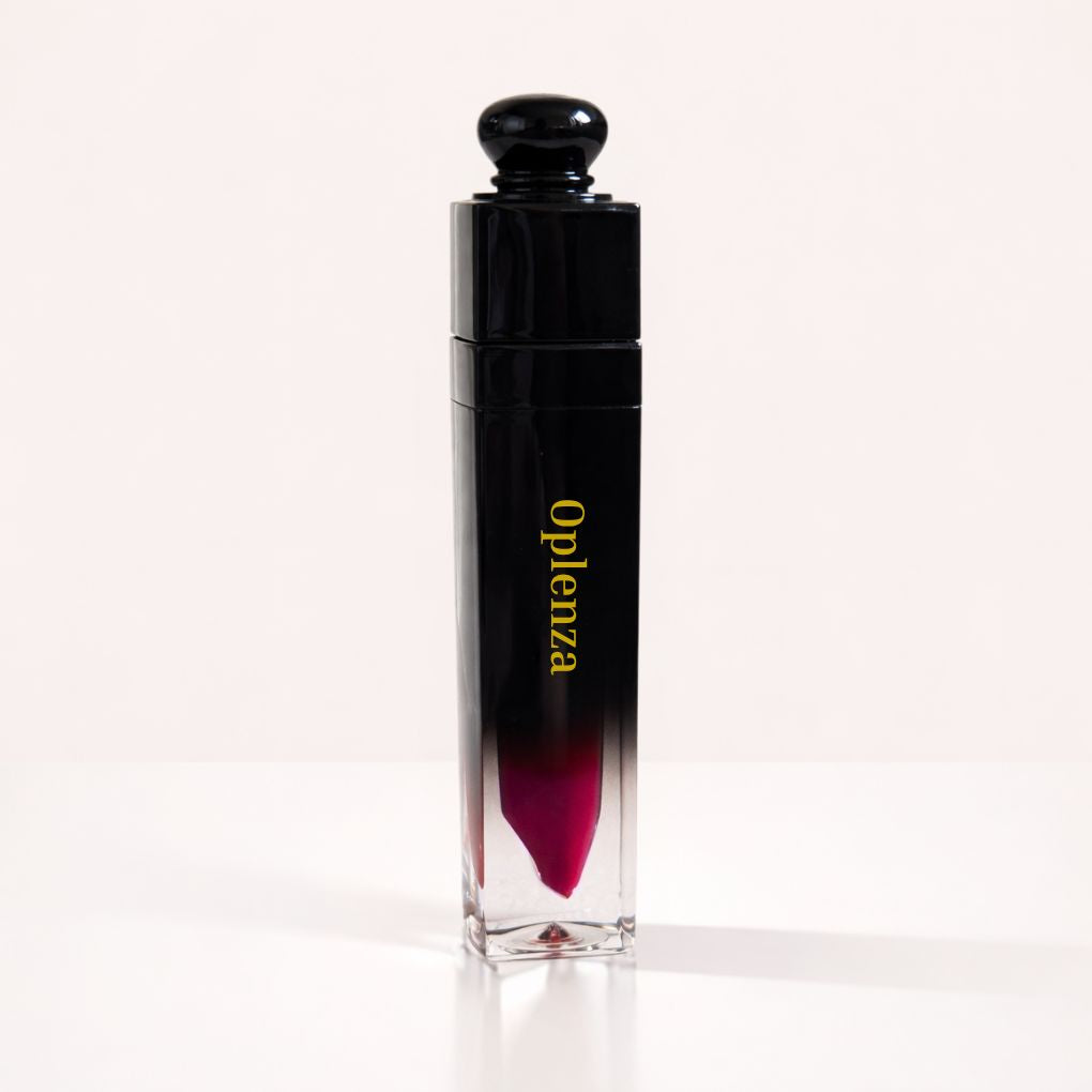 Oplenza Signature Ultra Shine Lip Gloss in Luscious Red, showing the tube on a neutral background, best hydrating lip gloss