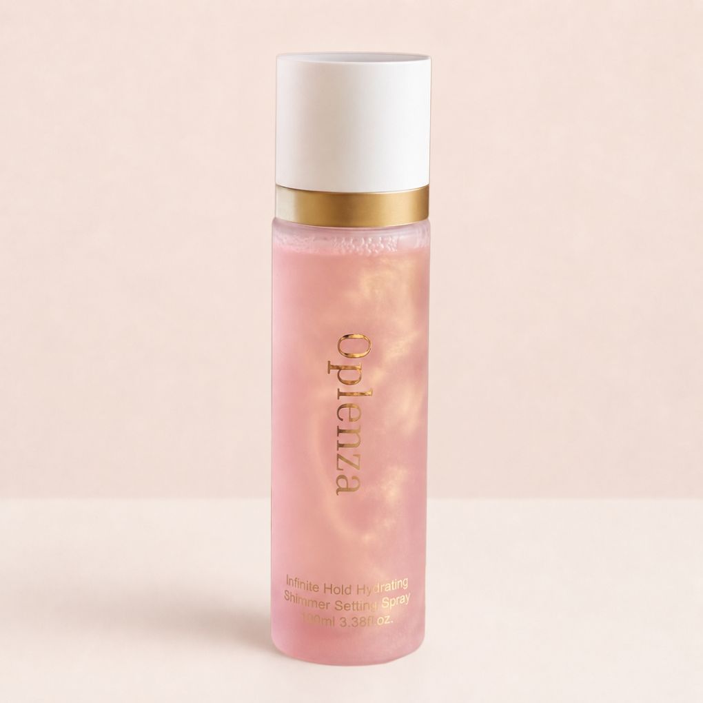 Oplenza Infinite Hold Hydrating Shimmer Setting Spray - vegan glow setting spray with aloe vera rose water and vitamin E