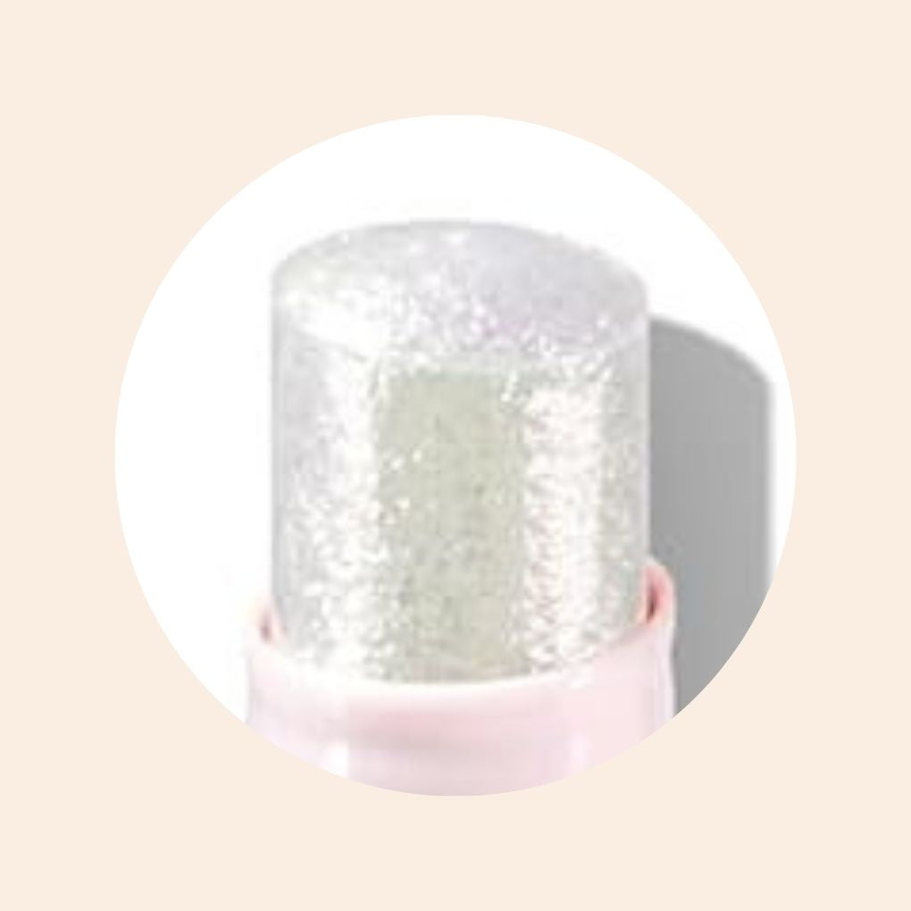 Close-up of Oplenza Crystal Jelly Glitter Stick in shade Moonglow Mink-Crystal jelly glaze stick glitter