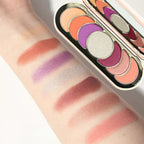 Close-up swatches of Oplenza Easy Glam Eyeshadow Palette "Moonlight" the best eye makeup with excellent color payoff