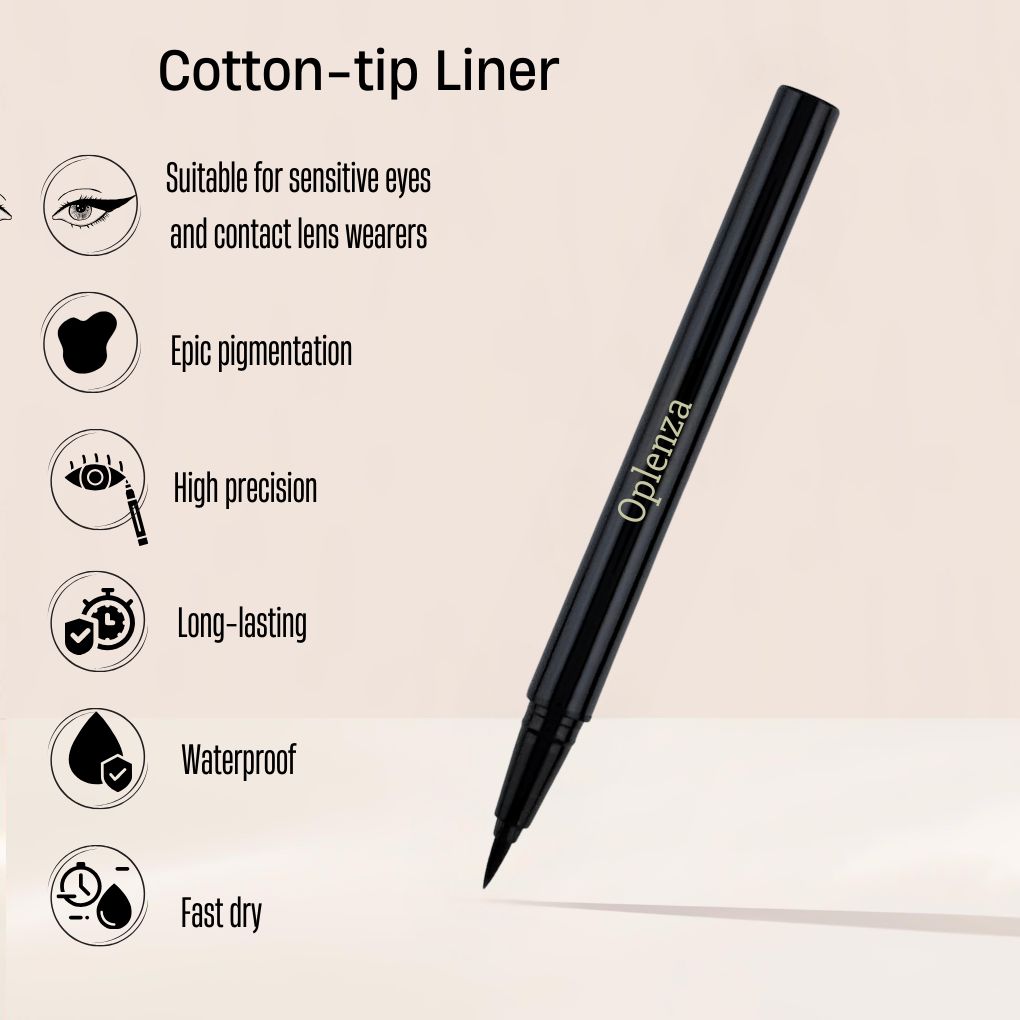Oplenza Perfect Strokes Liquid Eyeliner - Cotton tip, Waterproof, Fast-drying, and Precise liner for radiant look