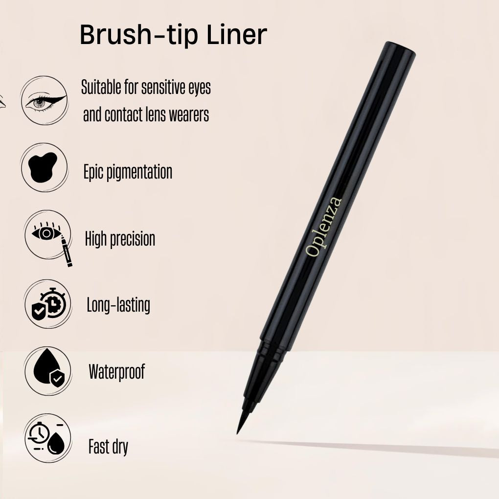 Oplenza Perfect Strokes Liquid Eyeliner - Brush tip, Waterproof, Fast-drying, and Precise liner for radiant look