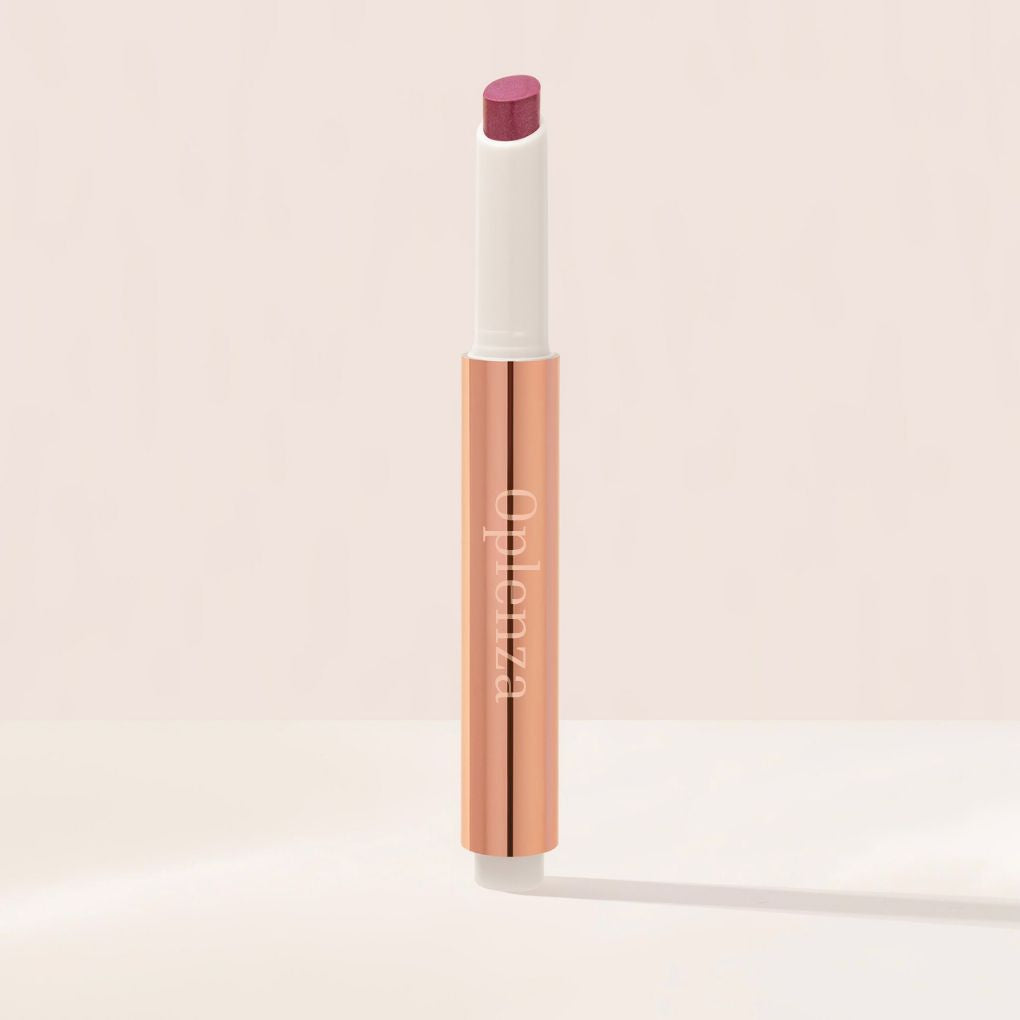 Oplenza Hydrating Shimmer Lip Balm in Posh, tinted moisturizing lip balm.