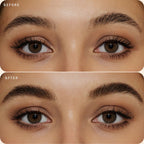 Before and after comparison Oplenza Precision Brow Pencil - Dark Brown, micro-tip retractable brow pencil
