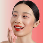 An elegant woman wearing the vegan, luxury and cruelty free oplenza Define & Refine Lip Liner in the color 25 Scarlet Flame