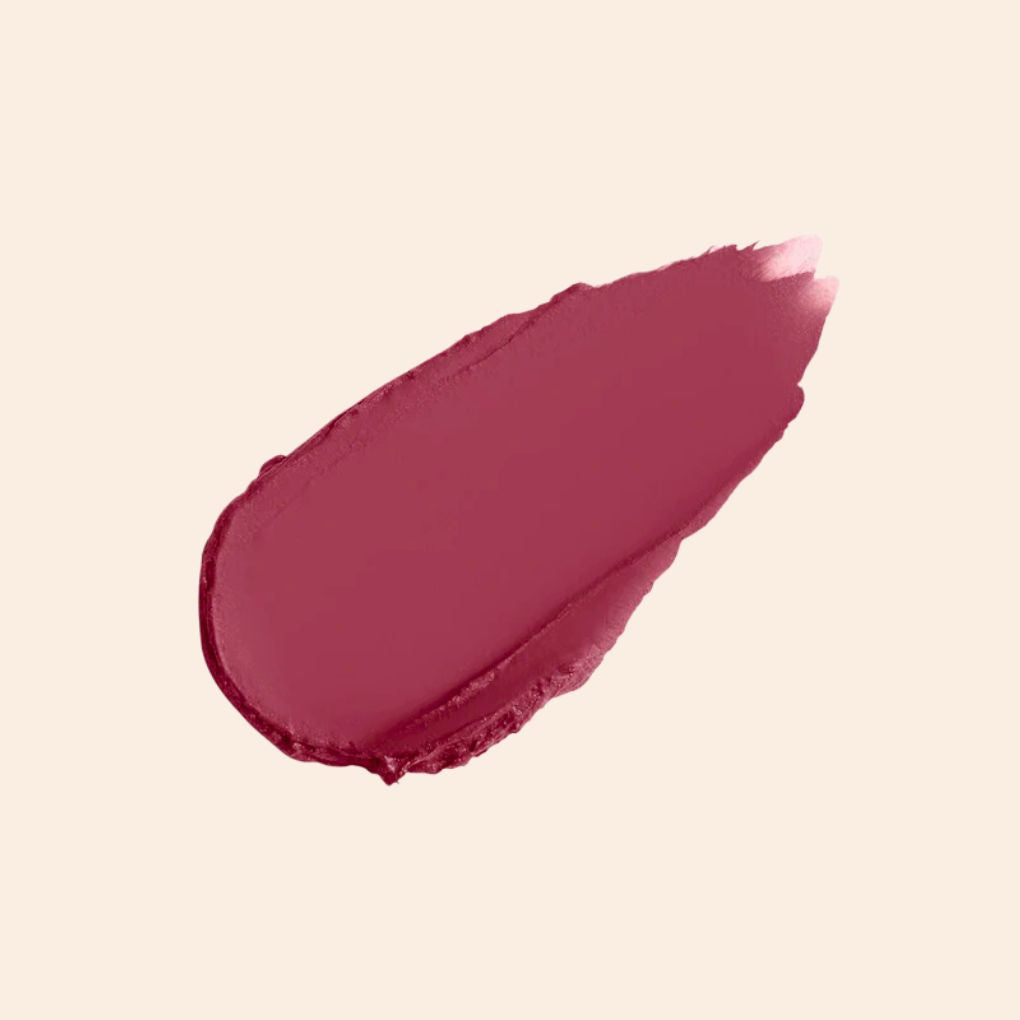 Swatch of Oplenza Signature Moist-Matte Lipstick in shade 04 Main Character-Creamy matte lipstick texture with smooth finish