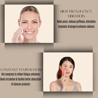 Oplenza skincare wand - Soft Taupe, White; High frenquency vibration and constant temperature light therapy device